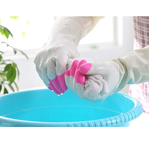 HiChange Wasserdichte Küchenreinigung Gummihandschuhe für Geschirrspülen Waschen Reinigung, 3 Paar (M-Größe) - 5