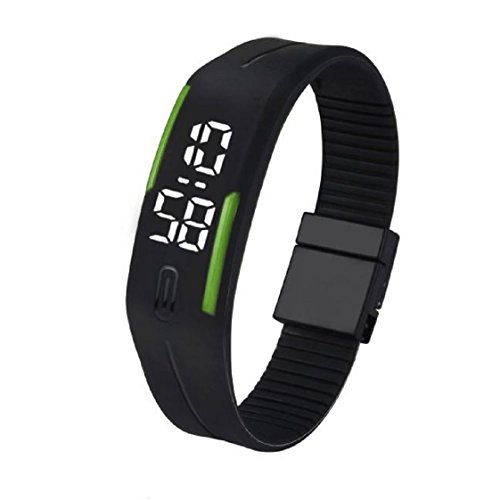 Vovotrade Frauen der Mnner Gummi LED Uhr Datum Sports Armband-Digital-Armbanduhr_grn