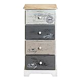 SHABBY-STIL: Dieser Schrank sorgt für eine wertvolle Aufbewahrung für Ihre Schminkutensilien wie Pinsel, Brushes, Schwämmchen oder den Lippenstift. Die Schubladen in unterschiedlichen Größen können als Schmuckkästchen verwendet werden und sorgen für schöne und praktische Aufbewahrung für Schmuck- und Schminkutensilien