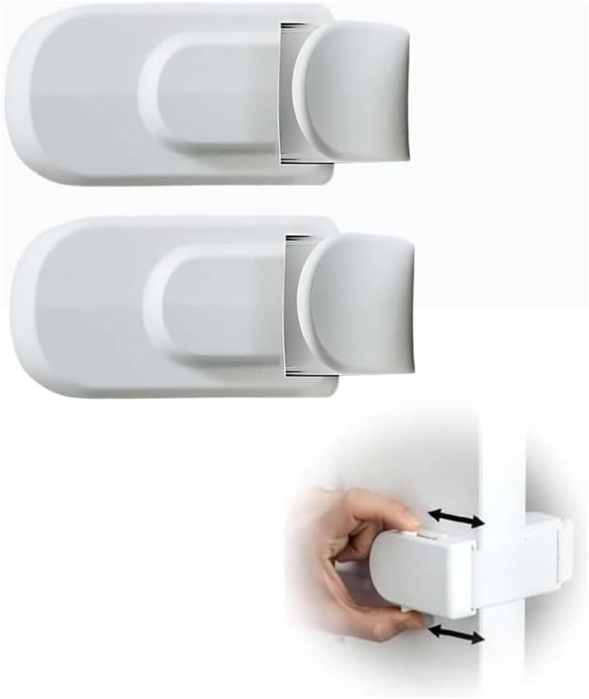 The Snap-On Door Lock Kids Can't Reach or Defeat - No Tools or Adhesives Required, Child Proof Door Lock, Simple Install, Pet & Baby Safety Lock for Bedroom Bathroom Storage Room-2 Pcs