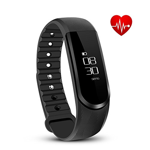 Tonbux Fitness Tracker ID101 HR Sport Armbanduhr Fitnessarmband Smart Bracelet Smartwatch für Android und iOS Smartphone(Schwarz)