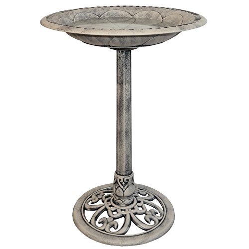 Marko Gardening Bird Bath Traditional Ornamental Pedestal Outdoor Garden Water Bronze & Stone (Stone)