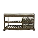 STILE COUNTRY E RUSTICO: El uso de la madera y mimbre por la realizacion de este mueble decorativo crea un equilibrio perfecto por un hogar en estilo rustico. Combina este banco con accesorios en mimbre o tejido en crudo para donar un toque natural y coutry. Su entorno ideal? El pasillo con un perchero en madera envejecida