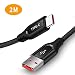 Produktbild ACOCOBUY Oneplus 6T Ladekabel Nylon Geflochten USB C Kabel 2M/6.6FT Daten Sync Kabel Oneplus Dash Ladegerät Schnellladekabel für OnePlus 6T, 6, 5T, 5, 3T, 3, VOOC Lade für Oppo Find X - Schwarz
