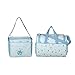 4pcs Stylish Designer Mummy Tote Waterproof Handbag Baby Diaper Nappy Changing Bag Set Nursing Messenger Bag Changing Mat Milk Bottle Holder Case