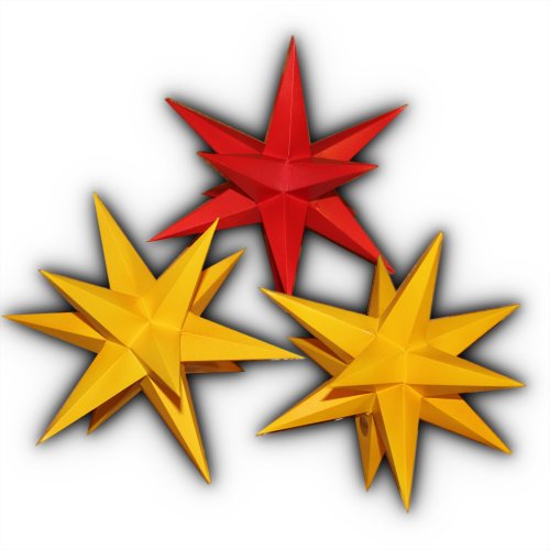 Preisvergleich Produktbild Set 3 Papiersterne beleuchtet, 2x gelb, 1x rot - Sternschmiede