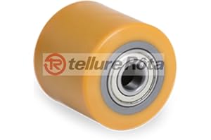 GENERICO Rullo ruota TELLURE ROTA poliuretano tr e nucleo in acciaio cuscinetto a sfera foro 20mm per transpallet (80x90mm)