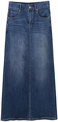 ECOTISH Women's Elegant High Waist Denim A-Line Skirt Slim Fit Comfy Long Denim Skirt For Ladies- Blue Jean Pencil Skirt (XX-Large, Blue 2)