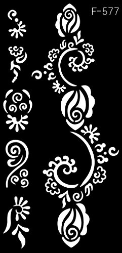 Henna Tattoo Schablone Vorlage 3 Sheet + 1 Henna Golecha Kegel - 4