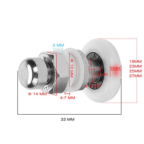 LESOLEIL 6 Stück Raddurchmesser Duschtür Rolle Laufrad 25mm - 5