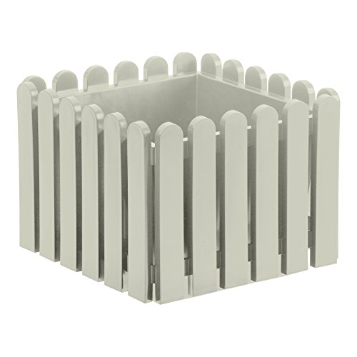 Preisvergleich Produktbild Emsa 517495 Landhaus Blumenkübel, Eckig, Landhaus-Stil, Fassungsvermögen: 22 Liter, seidengrau