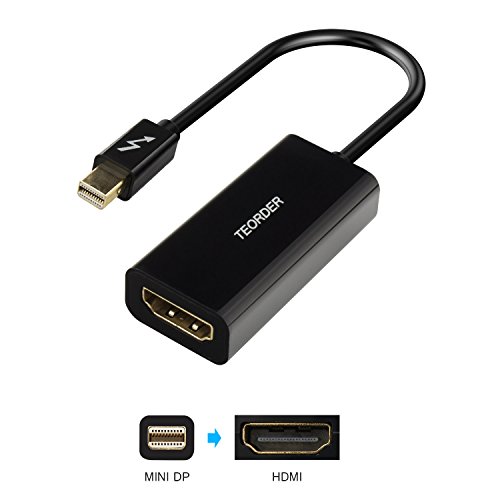 Mini Dispalyport zu HDMI Adapter,Teorder Mini DisplayPort auf HDMI Adapter (Thunderbolt) Konverter zu HDTV weibliches Kabel mit Audio Video Unterstützung für Apple MacBook, MacBook Pro, MacBook Air, iMac, Mac mini, Mac Pro, Microsoft Surface Pro, LenovoX1, DellXPS und Gerät mit DP Schnittstelle (schwarz) - 3