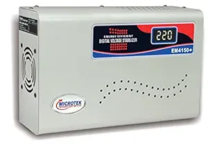 Microtek EM4150+ Automatic Voltage Stabilizer for AC up to 1.5 ton (150V-280V), Metallic Grey  Digital Display, Wall Mounted