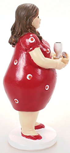 Dicke Frau Kellnerin 15 cm rot mit Tablett Mädchen Rubensfrau mollige Figur Fräulein - 2