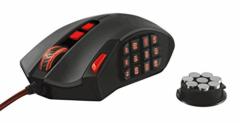 Trust GXT 166 - Rat  n Gaming laser para juegos MMO  18 botones programables  peso regulable  USB   color negro