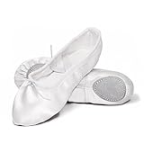  Ballettschuhe Mädchen Tanzschuhe ballettschläppchen Damen bequem Spitzenschuhe Kinder Weiß 40