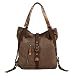Produktbild LAIDAYE Frauen Rucksack Mehrzweck-Segeltuch-Handtaschen Beiläufige Wilde Schulter Crossbody-Tasche Große Kapazität Im Freien College-Rucksack,Coffee-31 * 10 * 35cm