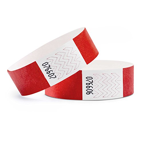linie zwo®, Pack de 1.000 Pulseras de Seguridad Tyvek® 19 mm, Rojo