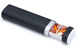 COLORWING Weekly Pill Organizer 7 Day, Pretty Pill Box for Travel, The Office, The Gym, Portable Cute Small Pill Case to Hold Daily Vitamin, Medication and Supplement (Black)