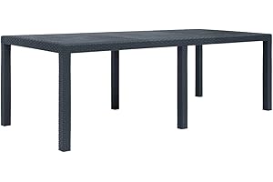 vidaXL Table de Jardin Anthracite 220x90x72 cm Plastique Aspect Rotin Terrasse