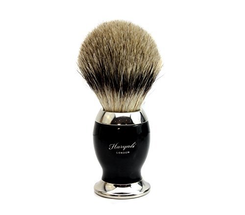 100% Badger Hair Shaving Brush with Black & Metal Colour Base.Long Life-Span & Low Maintenance Natural Pure Badger Brush