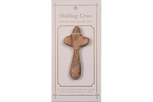 Olive Wood Holding Cross Confirmation Gift 10cm x 5cm Made in Bethlehem. Comfort Cross. Only available carded as shown from St Joseph's Catholic Giftshop.