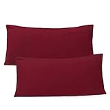 Doppelpack Kissenbezüge Kissenbezug Kissenhülle mit Reißverschluss aus 100% Baumwolle – 6 Farben und 3 Größen bordeaux / weinrot 40 x 80 cm - 2