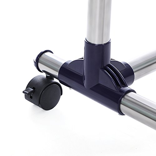 Songmics Doppel Stange Kleiderständer mit Rollen Höhe 100-165 cm, Edelstahl plattierte Rohre LLR03L - 6