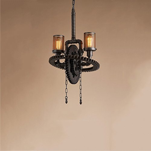 Preisvergleich Produktbild Crayom Amerikanischen Retro Industrie Kreative Eisen Getriebe Kronleuchter Antike Steampunk Schmiedeeisen Pendelleuchten Vier Lichtquellen Restaurant Große Deckenleuchte ( Size : Double Heads )