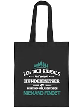 Geschenkidee Geburtstag natur Jutebeutel Stoffbeutel mit Hundebesitzer - wir kennen Orte Motiv