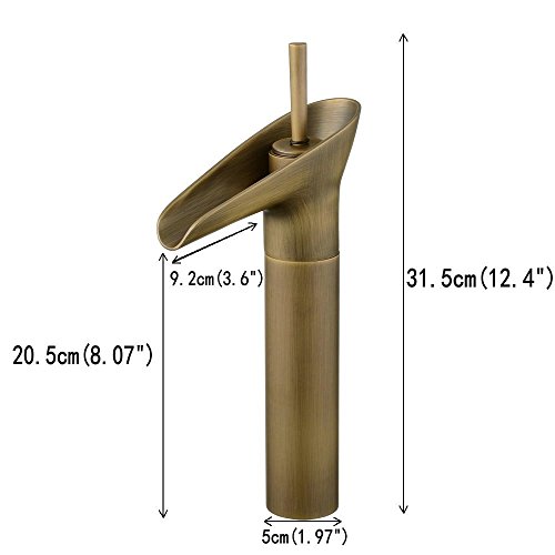 Hiendure® Einhebel- Mischbatterie Wasserhahn Armatur Waschtischarmatur Wasserfall Einhandmischer für Bad Waschbecken (hoch) - 3