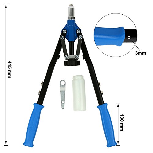 Nietzange Blindnietzange Hebelnietzange 3,2-6,4 Nietmutternzange Nietzenzange Nietgerät inkl. 5 Mundstücke 445mm - 8
