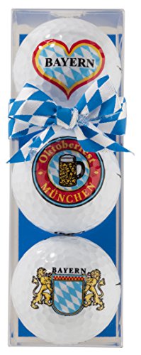 Golfball-Set: 3 Golfbälle mit bayrischen Motiven - Golfball-Set BAYERN / Oktoberfest - Golfbälle