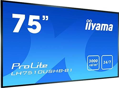 iiyama ProLite LH7510USHB-B1 75 inch Professional Digital Signage Display - IPS Panel, 4K UHD 3840 x 2160 Resolution, HDMI, DisplayPort, DVI, Speakers