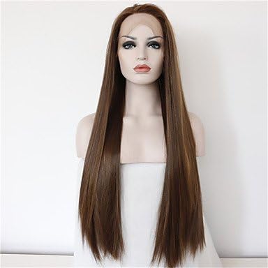 PuMaple Good Quality Cheap Brown Wig Heat Resitant Synthetic Lace Front Wigs for Women Natural Long Brown Lace Wigs with Highlights Free Shipping , brown