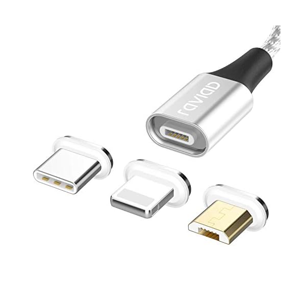 RAVIAD Magnetisches 3 in 1 Multi USB Kabel, Magnetic Sync Datenkabel Ladekabel mit Micro USB Typ C Magnet Compatible with Huawei, Honor, Kindle, Xiaomi