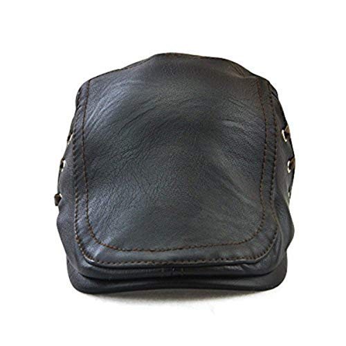 JAMONT Plain Leather Baseball Cap with Adjustable Strap for Men/Women Relaxed Outdoor, Black Panel Sun Hat