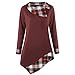 Produktbild Hanomes Damen pullover, Mode Frauen Langarm Plus Size Plaid Gitter Asymmetrische T-Shirt Tops Bluse