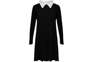 REAL LIFE FASHION LTD Womens Peter Pan Collar Swing Dress Ladies Long Sleeve Midi Dress Halloween Christmas Night Out Party Wear Swing Dress Plus Size UK 8-26