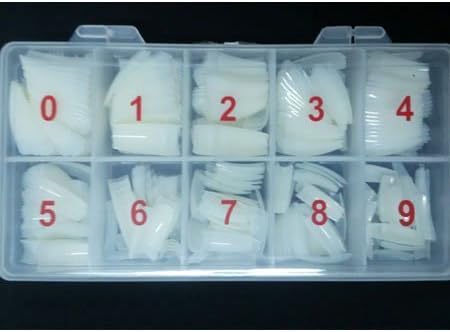 NIPOO 500pcs Lady White French Acrylic Style Artificial False Nails Half Tips WITH CLEAR BOX (Clear French Style) by Transmen