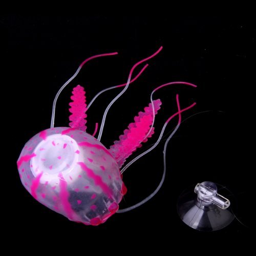 Glowing Effect Artificial Jellyfish for Aquarium Fish Tank Ornament (Fuchsia)