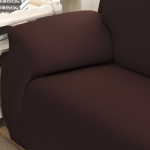 Nibesser Couchhusse Sofabezug Couchbezug Verfügbar in Verschiedenen Größen (4 Sitzer/235-300cm, Kaffeebraun 1) - 3