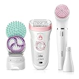 La depiladora facial elimina el vello facial con suavidad, y limpia y exfolia con los 3 cepillos faciales