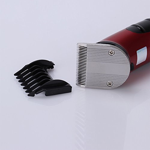 KYG Profi Elektrischer Haarschneidemaschine Haar Clipper Trimmer Haarschneider mit Ladestation und 5 Aufsätzen Rot/Schwarz - 8