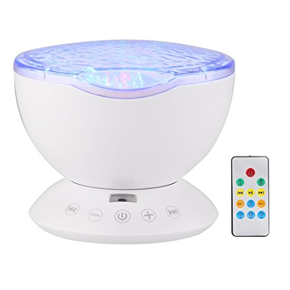 Ocean Wave Projektor LED 7 Farben Nachtlicht Neuheit USB Lampe Nachtlicht Illusion Remote Music Player Schlaf für Baby Kinder