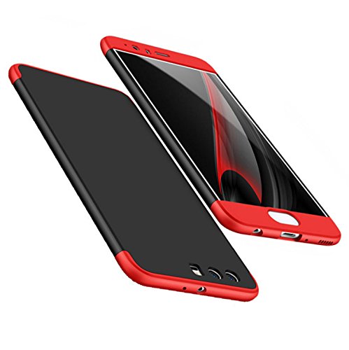 Carcasa Huawei P10Plus  Qissy   3 in1 Todo incluido Anti-Scratch Anti-huella dactilar a prueba de choque 360 PC Protective Case Cover Skin para Huawei P10 Plus  negro rojo 