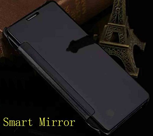 LG V30+/V30s ThinQ/V30s+ ThinQ/V35 ThinQ/V35+ ThinQ Case, Translucent Window View Flip Cover, Shiny Plating Make Up Mirror, TAITOU Smart Sleep Awake Hard Case For LG V30, Scan QR Package Code, Black