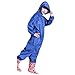 Kids Fully Waterproof Jacket & Trousers Suit Girls Boys Rain Coat Reflective Stripe Environmental Rainy Wear with Zipper in Red & Blue (Blue, XL)