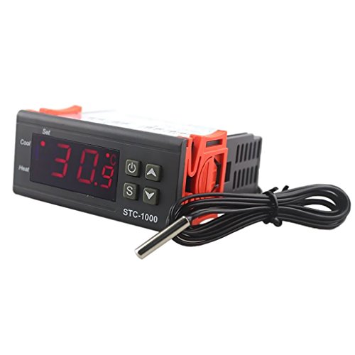 Preisvergleich Produktbild Sharplace Digitaler LED Temperaturregler Temperatur Regler Temperature Controller Thermostat Thermoelement Heizen oder Kühlen STC-1000 mit Temperaturfühler Sensor Sonde - 24 V