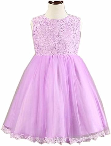 Wgwioo Flower Girls Dress Princess Kids Clothes Bows Tulle Lace Chiffon Multi-Layers Solid Color Sleeveless Wedding Bridesmaid Pageant Christening Birthday Party Formal Children Skirt Blue 70Cm